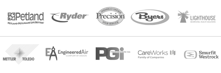 Petland, Ryder, Pricision Door Services, Byers, Lighthouse Behavioral Health, Mettler Toledo, Engineered Air, PGI Premium Guard, Care Works Family of Companies and Smurfit Westrock